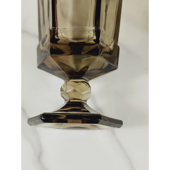 Fostoria Goblet Virginia Smokey Brown 10oz Ice Tea Water Glass Tall 7" Footed x2 - Picture 10 of 12